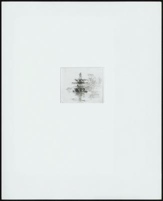 A) A Brig At Anchor, Trees Beyond; B) A Woodland Nymph (Two On One Mount)