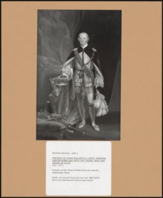 Portrait Of King William IV (+1837), Wearing Garter Robes And With The Crown, Mace And Sword Of State