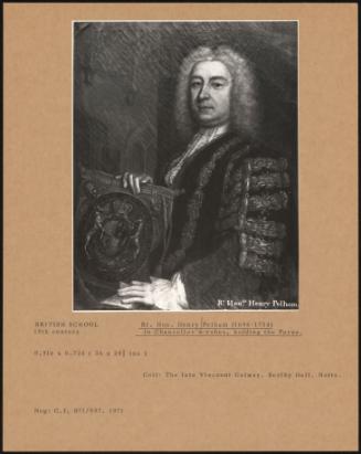 Rt Hon Henry Pelham (1696–1754) In Chancellor's Robes, Holding The Purse