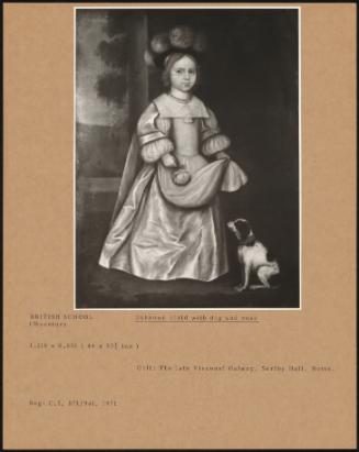 Unknown Child With Dog And Rose