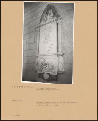 St James' Parish Church Nave, North Wall; Monument To Dames Christian And Jane Abel Alleyne