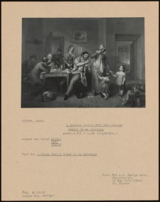 A Drunken Father With His Unhappy Family In An Interior