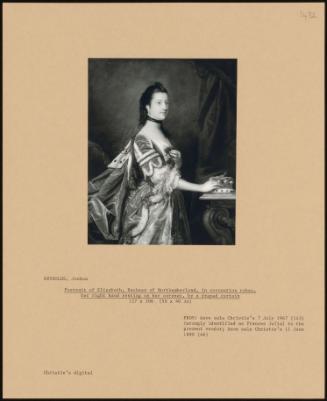 Portrait Of Elizabeth, Duchess Of Northumberland, In Coronation Robes, Her Right Hand Resting On Her Coronet, By A Draped Curtain