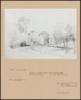 Willows By A Stream, Horse & Cart Crossing Bridge