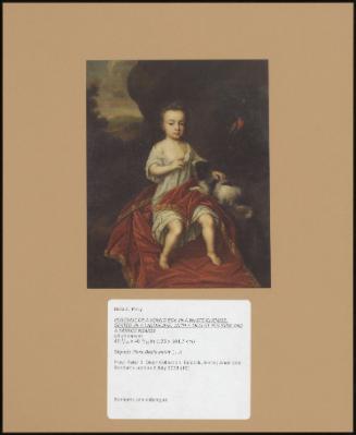 Portrait Of A Young Boy In A White Chemise, Seated In A Landscape, With A Dog At His Side And A Parrot Nearby