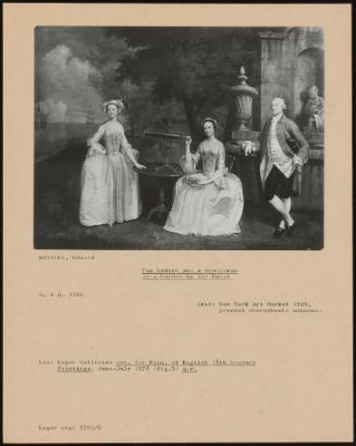 Two Ladies And A Gentleman In A Garden By The Coast