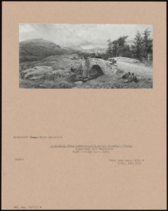 A Scottish River Landscape, With Cattle Crossing A Bridge