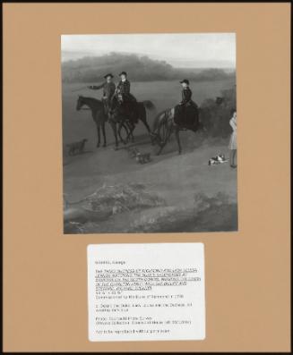 The Third Duchess Of Richmond And Lady Louisa Lennox Watching The Duke's Racehorses At Exercise On The South Downs; Wearing The Livery Of The Charlton Hunt; With The Bailiff And Steward, Richard Buckner